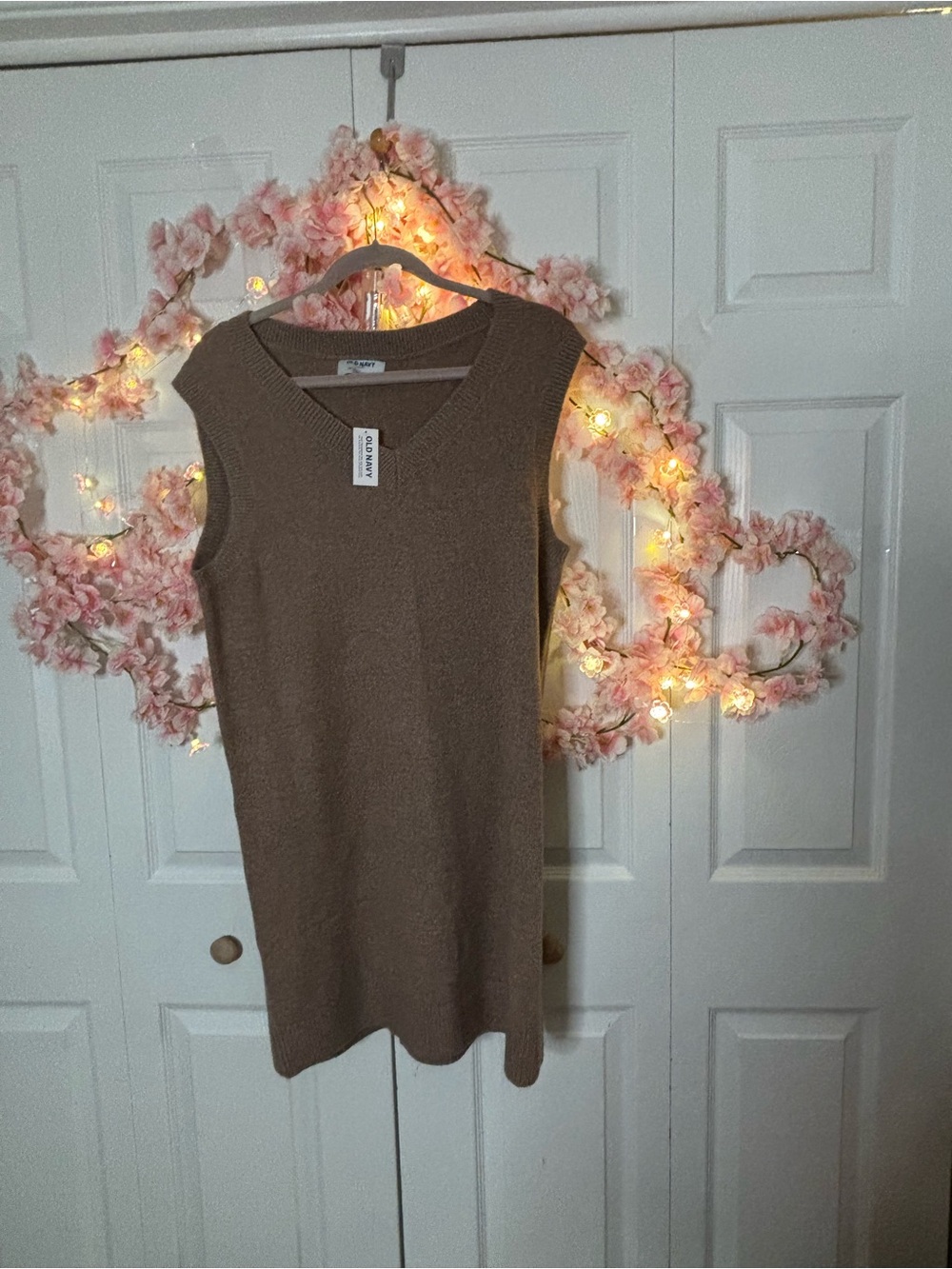 Old Navy Taupe V-Neck Sleeveless Knit Tunic Dress
